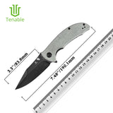 Tenable Rei Folding Knife Green Micarta Handle (3.3" Blackwash 14C28N Blade) Karambit Maker Design--T1061A2