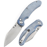 Tenable Nesstreet Folding Knife Blue Micarta Handle(3.58'' Satin 14C28N Blade)Karambit Maker Design-T1039F5