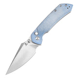 Estimated Released in December Fenrir Button Lock Knife Blue Micarta Handle (3.44''14C28N Blade) Greg Schob Design - T1034F1