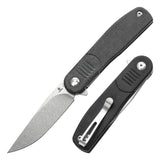 Tenable Einar Folding Knife Black Micarta Handle (3.13'' Stonewashed Nitro-V Blade) Justin Lundquist Design-T2072A3