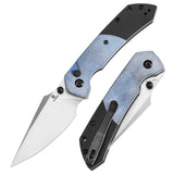 Estimated Releasedin December- Fenrir Button Lock Knife Blue Micarta+Black G10 Handle (3.44''14C28N Blade) Greg Schob Design - T1034S4