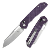 Tenable Shard Cross Bar Lock Purple G10 with Diamond Pattern Handle (3.47'' Stonewashed 14C28N Blade) Kim Ning Design-T1006V5