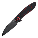 Tenable Prometheus Folding Knife Black and Red G10 Handle(3.29'' Blackwash 14C28N Blade)D.O.C.K. Design-T1040A1