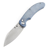 Tenable Nesstreet Folding Knife Blue Micarta Handle(3.58'' Satin 14C28N Blade)Karambit Maker Design-T1039F5