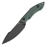 Tenable Luccio Fixed Blade Knife with Green G10 Handle (3.81" Blackwash 14C28N Blade) - Bolt Vision Design - G007A1