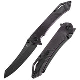 Tenable Colibri Tech Folding Knife Black and Purple G10 Handle (4.34'' Blackwash Nitro V Blade) Kmaxrom Design Design--T1060A3