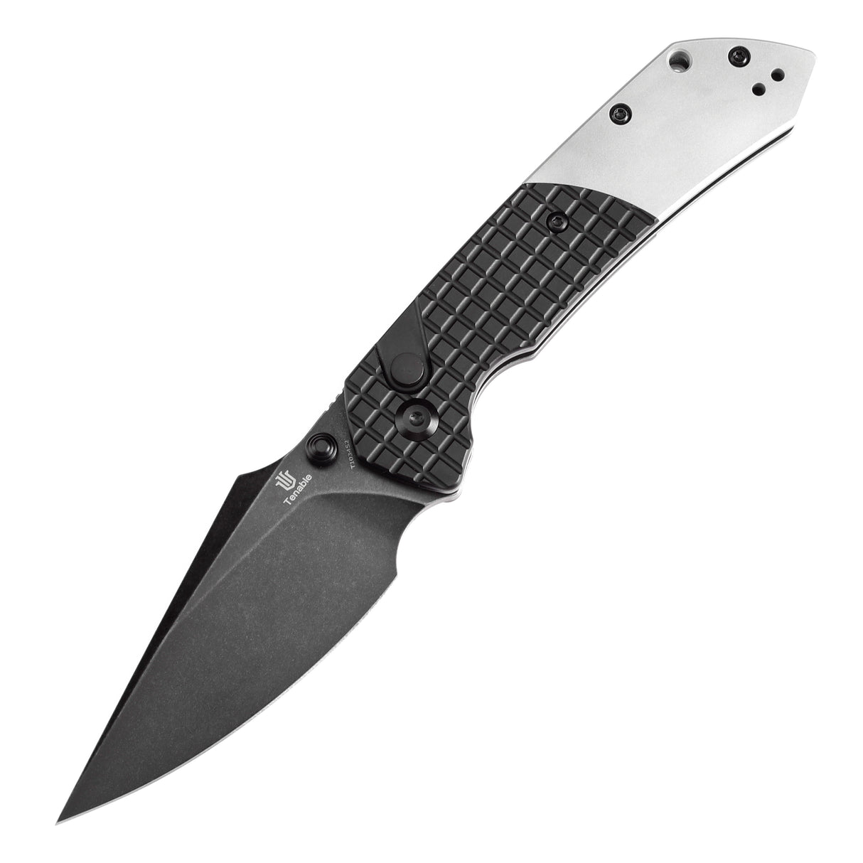 Estimated Released in December- Fenrir Button Lock Knife Black Anodized Aluminium+Plain Aluminium Handle (3.44''14C28N Blade) Greg Schob Design - T1034S2