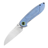 Tenable Prometheus Folding Knife Blue Micarta Handle(3.29'' Stonewashed  14C28N Blade)D.O.C.K. Design-T1040A3