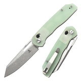 Tenable Shard Cross Bar Lock 	Jade G10n Handle (3.47'' Stonewashed 14C28N Blade) Kim Ning Design-T1006V6