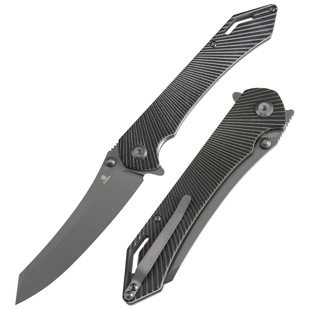 Tenable Colibri Tech Folding Knife Black and Green G10 Handle (4.34'' Gray TiCn Coated Nitro V Blade) Kmaxrom Design-T1060A2