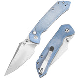 Estimated Released in December Fenrir Button Lock Knife Blue Micarta Handle (3.44''14C28N Blade) Greg Schob Design - T1034F1