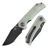 Tenable Fermi Folding Knife Jade  G10 Handle (3.11'' Black TiCn Coated 14C28N Blade) Burchtree Designs-T1122A2