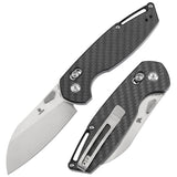 Tenable Model 6 Cross Bar Lock Twill Carbon Fiber Handle (3.1" Satin 14C28N Blade) Nick Swan Design--T1022V1