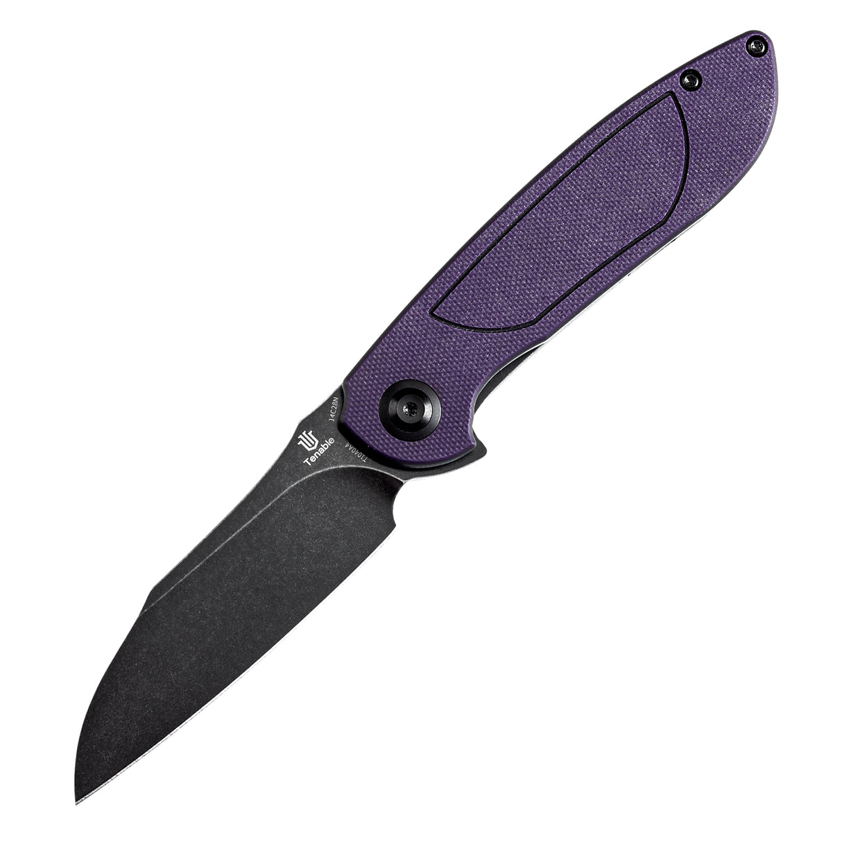 Tenable Prometheus Folding Knife Purple and Black G10 Handle(3.29'' Blackwash 14C28N Blade)D.O.C.K. Design-T1040A4