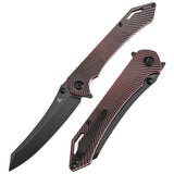 Tenable Colibri Tech Folding Knife Black and Red G10 Handle (4.34'' Blackwash Nitro V Blade) Kmaxrom Design-T1060A1