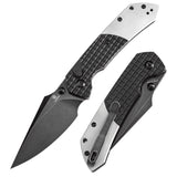 Estimated Released in December- Fenrir Button Lock Knife Black Anodized Aluminium+Plain Aluminium Handle (3.44''14C28N Blade) Greg Schob Design - T1034S2