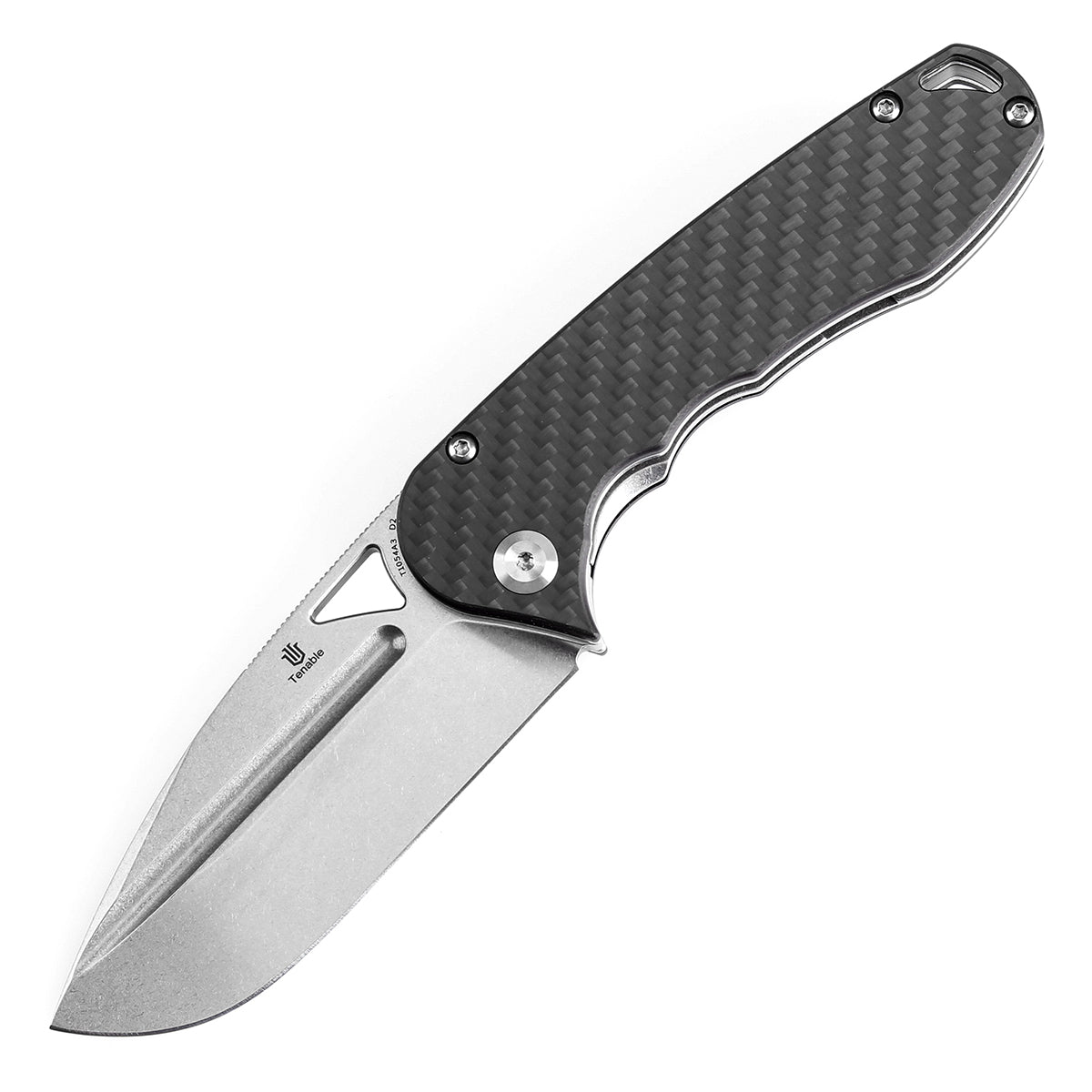 Tenable Bömbur Folding Knife Twill Carbon Fiber Handle (3.53'' Stonewashed D2 Blade) Midgards Messer Design--T1054A3