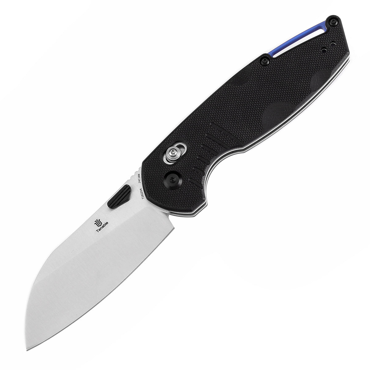 Tenable Model 6 Cross Bar Lock Black G10 with Lines Handle (3.1" Satin 14C28N Blade) Nick Swan Design--T1022V4