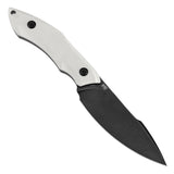 Tenable Luccio Fixed Blade Knife with White G10 Handle (3.81" Blackwash 14C28N Blade) - Bolt Vision Design - G007A3