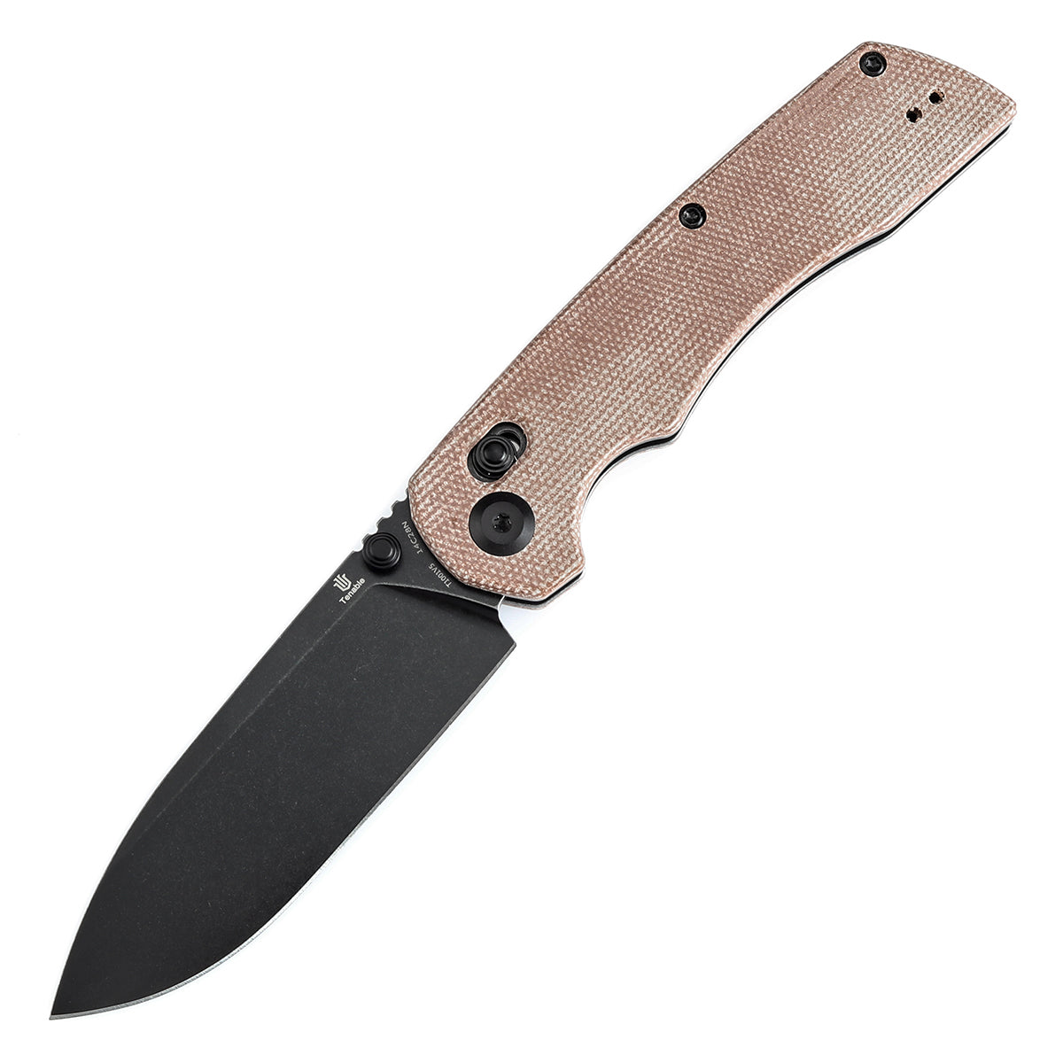 Tenable Kryo Cross Bar Lock Brown Micarta Handle (3.58‘’ Blackwash 14C28N Blade) Kim Ning Design-T1001V5