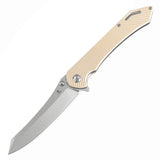 Tenable Colibri Tech Folding Knife Ivory White G10 Handle (4.34'' Stonewashed Nitro V Blade) Kmaxrom Design-T1060A4