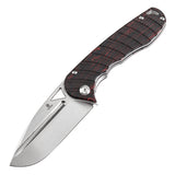 Tenable Bömbur Folding Knife Black and Red G-mascus Handle (3.53'' Stonewashed D2 Blade) Midgards Messer Design--T1054C1