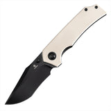 Tenable Fermi Folding Knife Ivory White G10 Handle (3.11'' Black TiCn Coated 14C28N Blade) Burchtree Designs-T1122A1