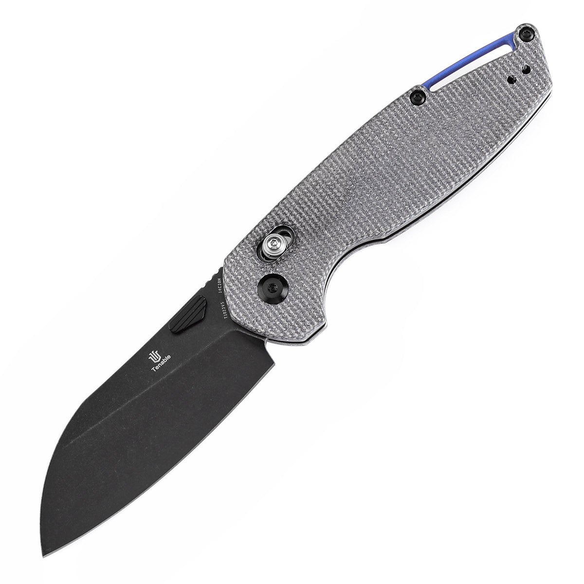 Tenable Model 6 Cross Bar Lock Black Micarta Handle (3.1" Blackwash 14C28N Blade) Nick Swan Design--T1022V5