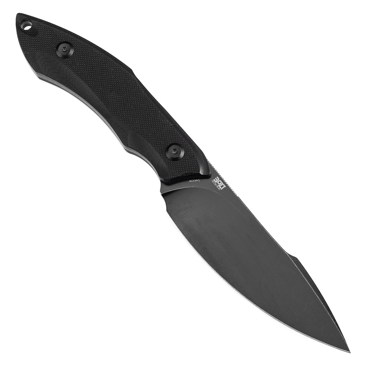 Tenable Luccio Fixed Blade Knife with Black G10 Handle (3.81" Blackwash 14C28N Blade) - Bolt Vision Design - G007A2