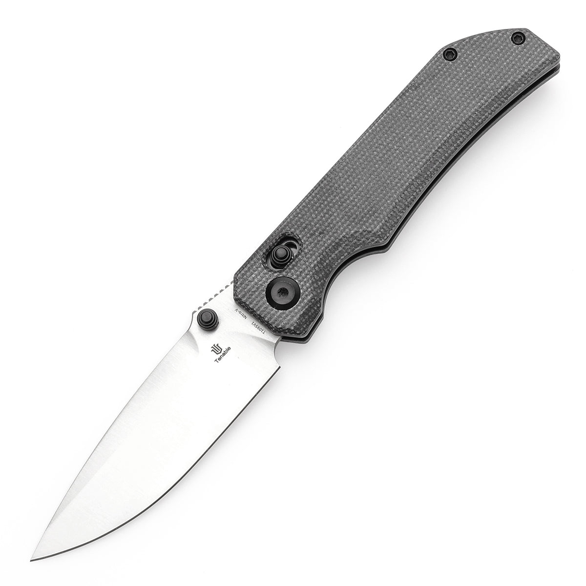 Tenable Eaglestrike Cross Bar Lock Folding Knife Black Micarta Handle (3.13'' Satin Nitro-V Blade) James Lowe Design-T1095V1