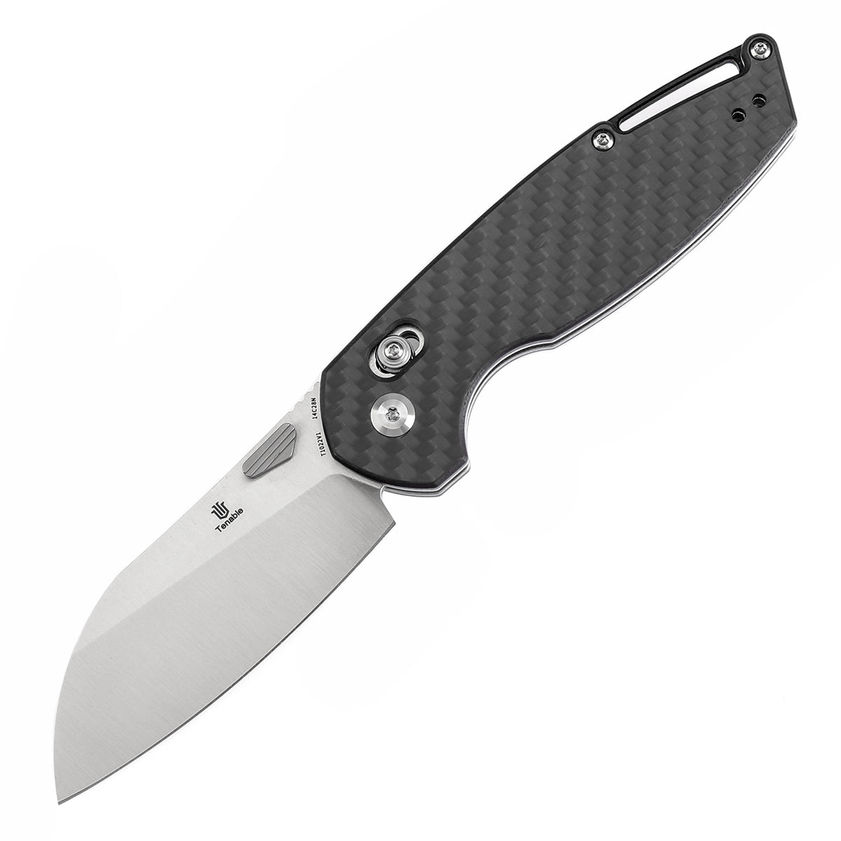 Tenable Model 6 Cross Bar Lock Twill Carbon Fiber Handle (3.1" Satin 14C28N Blade) Nick Swan Design--T1022V1