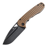 Tenable Bömbur Folding Knife Brown G10 with Frag Pattern Handle (3.53'' Blackwash D2 Blade) Midgards Messer Design--T1054A2