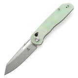 Tenable Shard Cross Bar Lock 	Jade G10n Handle (3.47'' Stonewashed 14C28N Blade) Kim Ning Design-T1006V6