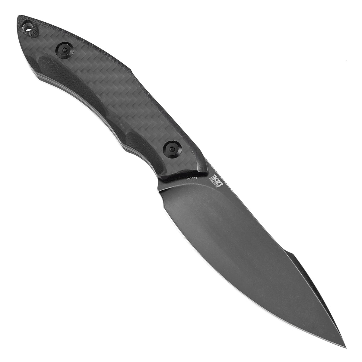 Tenable Luccio Fixed Blade Knife with Carbon Fiber & G10 Handle (3.81" Blackwash 14C28N Blade) - Bolt Vision Design - G007A6