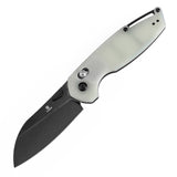 Tenable Model 6 Cross Bar Lock Jade G10 Handle (3.1" Blackwash 14C28N Blade) Nick Swan Design--T1022V3