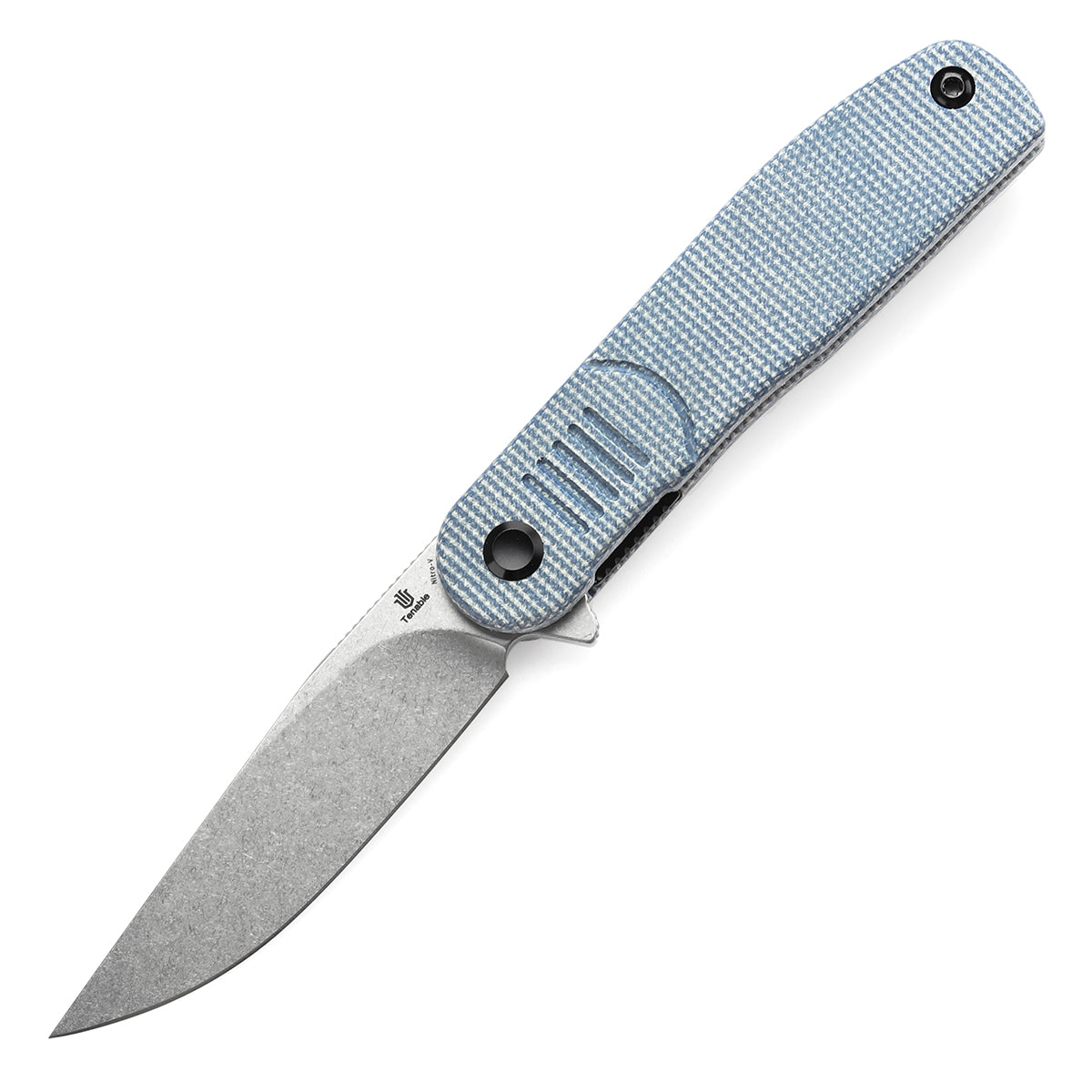 Tenable Einar Folding Knife Blue Micarta Handle (3.13'' Stonewashed Nitro-V Blade) Justin Lundquist Design-T2072A2