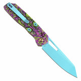 Tenable Shard Cross Bar Lock Jade G10 with Purple Undead Print Handle (3.47'' Blue Coated 14C28N Blade) Kim Ning Design-T1006V9