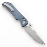 Tenable Eaglestrike Cross Bar Lock Folding Knife Blue Micarta Handle (3.13'' Stonewashed Nitro-V Blade) James Lowe Design-T1095V2