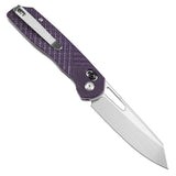 Tenable Shard Cross Bar Lock Purple G10 with Diamond Pattern Handle (3.47'' Stonewashed 14C28N Blade) Kim Ning Design-T1006V5