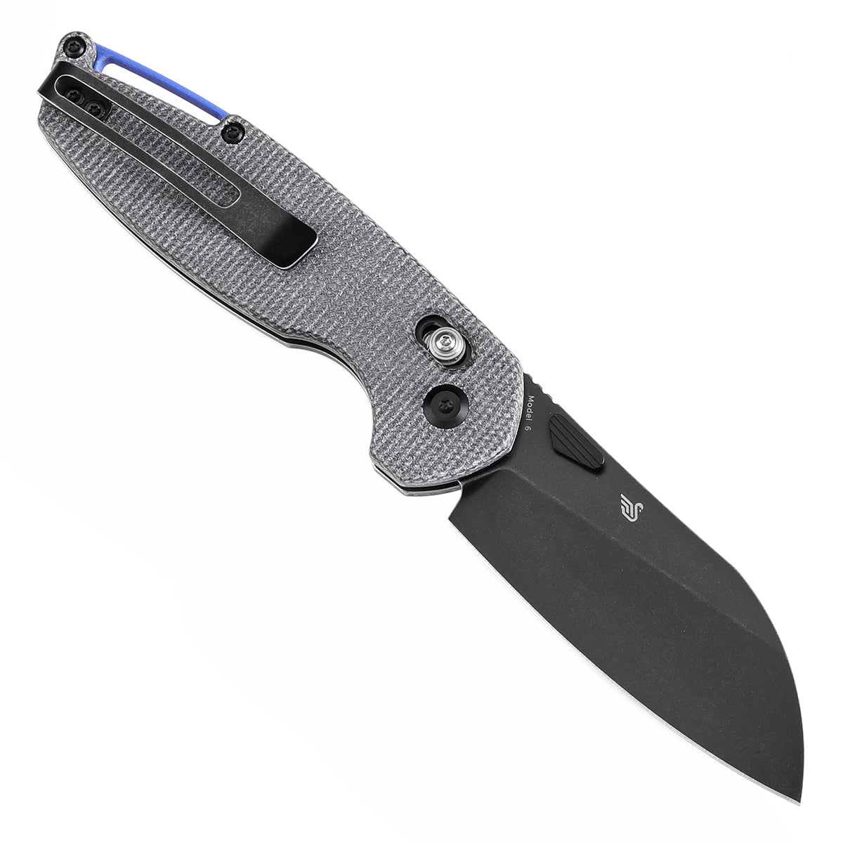 Tenable Model 6 Cross Bar Lock Black Micarta Handle (3.1" Blackwash 14C28N Blade) Nick Swan Design--T1022V5