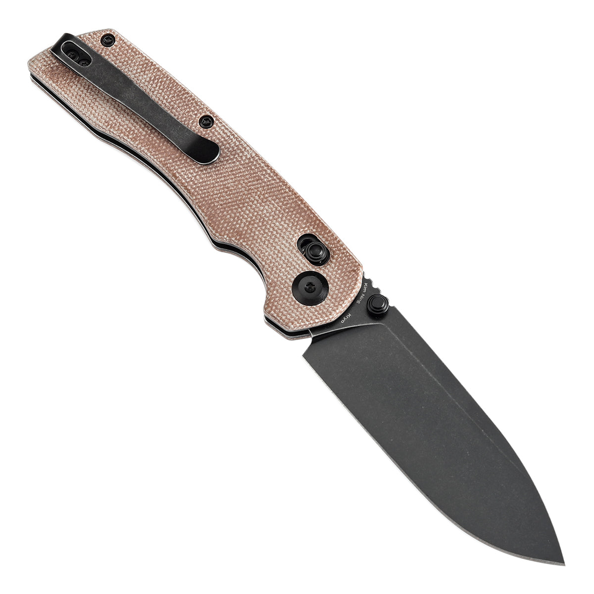 Tenable Kryo Cross Bar Lock Brown Micarta Handle (3.58‘’ Blackwash 14C28N Blade) Kim Ning Design-T1001V5