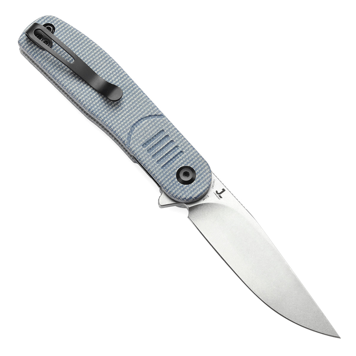 Tenable Einar Folding Knife Blue Micarta Handle (3.13'' Stonewashed Nitro-V Blade) Justin Lundquist Design-T2072A2