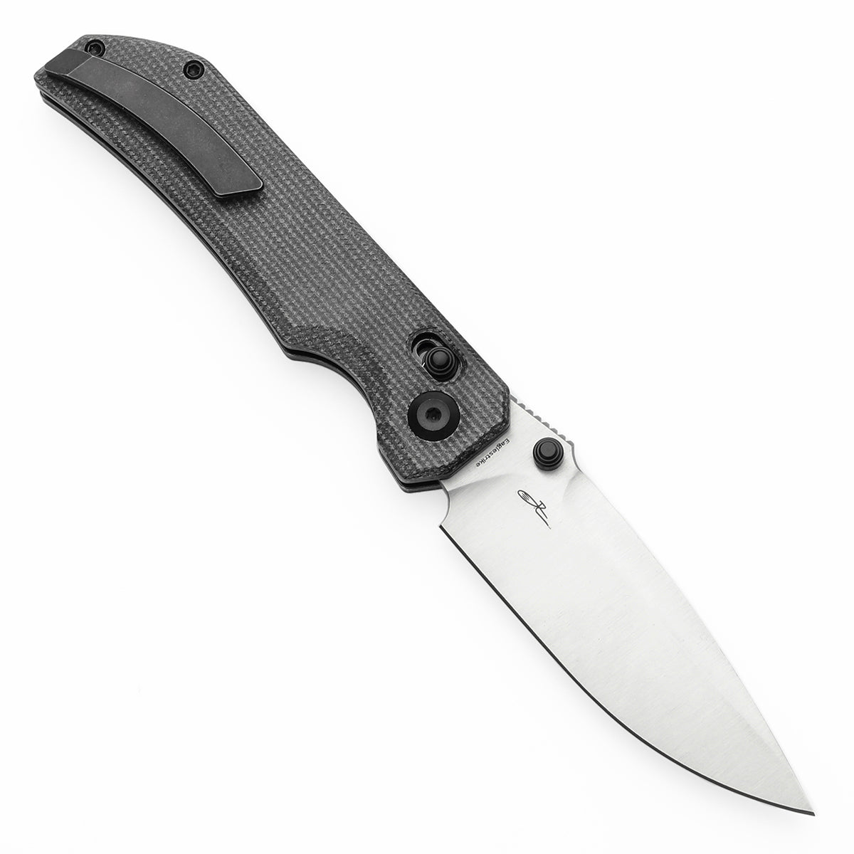 Tenable Eaglestrike Cross Bar Lock Folding Knife Black Micarta Handle (3.13'' Satin Nitro-V Blade) James Lowe Design-T1095V1