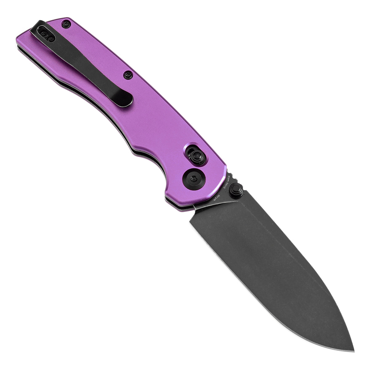 Tenable Kryo Cross Bar Lock Purple Anodized Aluminum Handle (3.58‘’ Blackwash 14C28N Blade) Kim Ning Design-T1001V2