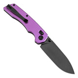 Tenable Kryo Cross Bar Lock Purple Anodized Aluminum Handle (3.58‘’ Blackwash 14C28N Blade) Kim Ning Design-T1001V2