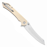 Tenable Colibri Tech Folding Knife Ivory White G10 Handle (4.34'' Stonewashed Nitro V Blade) Kmaxrom Design-T1060A4