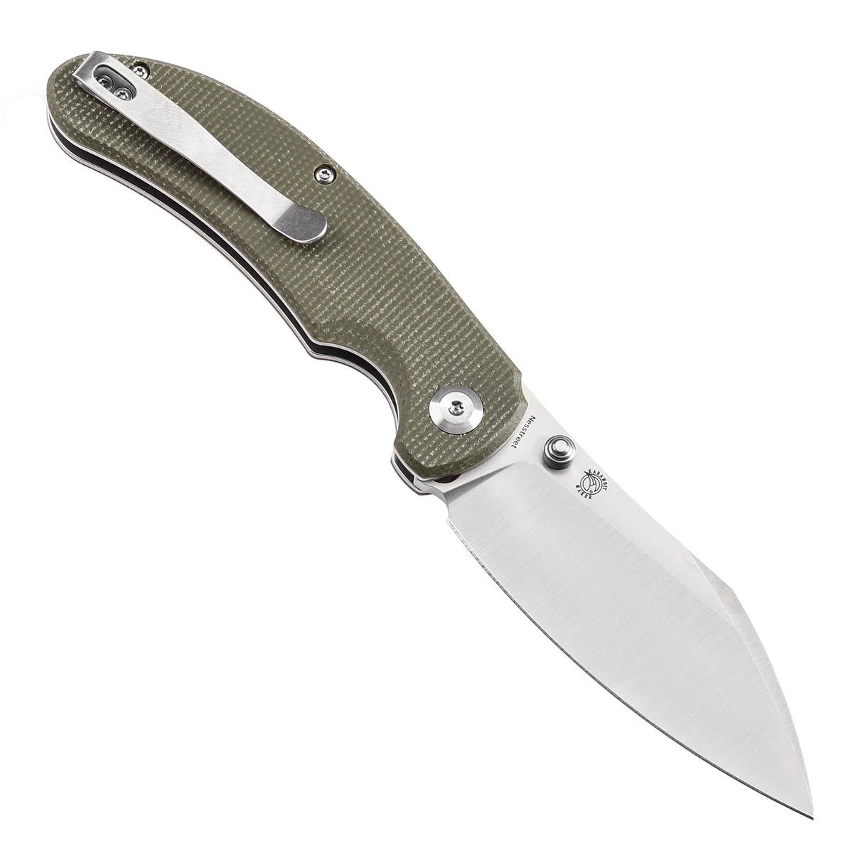 Tenable Nesstreet Folding Knife Green Micarta Handle(3.58'' Satin 14C28N Blade)Karambit Maker Design-T1039F4