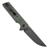 Tenable Anomaly Folding Knife Green Micarta Handle (3.14'' Blackwash Nitro-V Blade) Pinkerton Knives Design-T2038A2