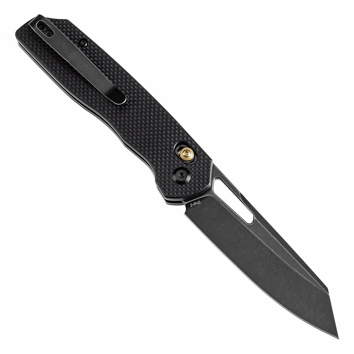 Tenable Shard Cross Bar Lock Black G10 Handle (3.47'' Blackwash 14C28N Blade) Kim Ning Design-T1006V1