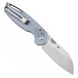 Tenable Model 6 Cross Bar Lock Blue Micarta Handle (3.1" Stonewashed 14C28N Blade) Nick Swan Design--T1022V6